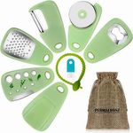 PERMAFROST 6 Pieces Kitchen Gadgets Set,Space Saving Cooking Tools,Camper Gifts,Kitchen AccessoriesRV Gifts,Cheese Grater,Bottle Opener, Fruit/Vegetable Peeler, Pizza Cutter, Garlic/Ginger Grinder (2)