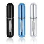 3 Pcs Perfume Travel Spray Bottle, 5ml Perfume Atomiser Bottles Fragrance Atomiser Portable Travel Refillable Perfume Bottle (blue, black, silver)