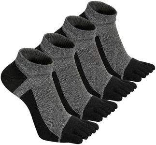 VWELL Toe Socks for Men Women Ankle Cotton Five Fingers Socks Low Cut Athletic Running Socks 4 Pairs Size 8-11