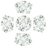 Wedge Placemats for Round Tables Set of 5 Green Eucalyptus Leaves Pattern Placemats for Dining Table, Washable Wedge Placemats with Centerpiece Round Table Mat for Party Kitchen Holiday Decor