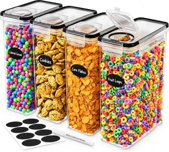 DWËLLZA KITCHEN Cereal Containers Storage - 4 Pack Cereal Dispenser Airtight Food Storage Containers BPA-Free Pantry Organization and Storage, Canister for Flour & Sugar 1 Marker 8 Labels (135.2oz)