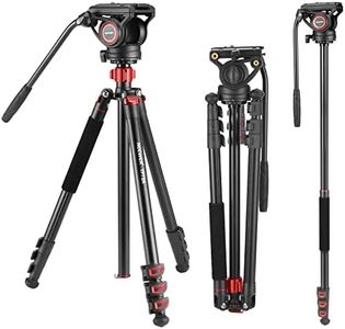 NEEWER 72" Fluid Head Video Tripod Monopod, Aluminum Alloy QR Plate Compatible with DJI RS Gimbal, 360° Pan & +90°/-70° Tilt for DSLR Camera Camcorder, Max Load 13.2lb/6kg, TP72A