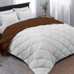 AYKA Reversible Comforter 220 GSM Microfiber Reversible AC Comforter/Blanket for Winter/Quilt/Duvets for King Size Double Bed Comforter (90 * 100, Brown & White)