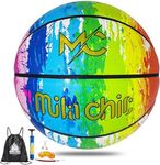 MILACHIC Rainbow Basketball - Indoor Outdoor Basketball and Colorful Street Basketball in Composite Leather - Standard Official Size 7 (29.5”) for Men, Women, College with Pump