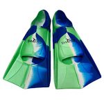 Swimz Short Blade Silicone swim Training Fins - Blue/White/Green (UK 1-2 (33/34))