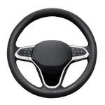 ZATOOTO Car Steering Wheel Covers, Thin Anti-Slip Synthetic Leather Steering Wheel Protectors, Soft and Breathable, Universal Size M 37-38cm / 14.5-15inch, Black