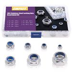 100Pcs 304 Stainless Steel Metric Lock Nut Assortment Kit Perfect for Lock Washers, Nylon Insert Locknut M3 M4 M5 M6 M8 M10 M12