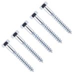 TERF® M10 X 80mm Coach Screws Hex Head M10 (10mm) X 80mm Wood Masonry Brick Concrete Wall Fixing Lag Screw Bolts for Aerial Satellite Dish TV Bracket Fence Shelves Mounting Decking - Pack of 10