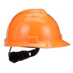 MSA 488146 V-Gard Cap Style Safety Hard Hat with Fas-Trac III Ratchet Suspension Polyethylene Shell, Superior Impact Protection, Self Adjusting Crown Straps - Standard Size in Hi-Viz Orange