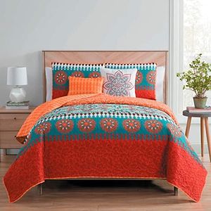 VCNY Home Ezra Printed Medallion 5 Piece Quilt Set