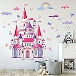 HaoFuJi Castle Wall Stickers Room Decor for Bedroom Girls Vinyl Rainbow Cloud Wall Decal Removable Wall Murals Peel and Stick Kids Toddler Wall Art Wallpaper Living Room Nursery Playroom