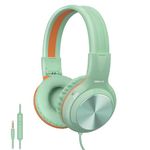 SIMOLIO Girls Wired Headphones with Microphone, 85dB 94dB 104dB Volume Limited Foldable Lightweight Headset with Share Jack & Bag for Kids Children School Cellphones Tablet Laptop PC