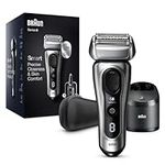 Braun Electric Razor for Men, Series 8 8457cc Electric Foil Shaver with Precision Beard Trimmer, Cleaning & Charging SmartCare Center, Galvano Silver