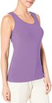 MONYRAY Women's Comfy Built-in Bra Cami Tank Top Camisoles Shelf Bra Stretch Undershirt, Tank Purple, X-Large