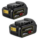 ANTRobut 2Pack 20V 6500mAh for Dewalt 20V Battery DCB205 DCB206 DCB203 DCB204 DCB205-2 DCB200 Replacement Dewalt 20V Max Battery