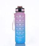 ISIRONA |Motivational Water Bottle 1-L Sipper Bottle For Adults With Time Measurement BPA Free Non-Toxic Water bottle for |office|school|collEge|gym| Multi color