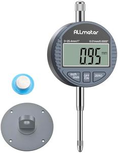 ALLmeter Digital Dial Indicator with Large LCD Display,0-1" (0-25.4mm) Range, 0.0005" (0.01mm) Resolution,Switchable mm/inch,Precision DTI Gauge for Industrial,Mechanical,and 3D Printer Use