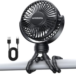 AMORMIYA Portable Battery Powered Stroller Fan with Flexible Tripod, Black