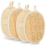 olyee Natural Loofah, 4 Pack Exfoliating Sponge Face Wash Pads Body Loofah Skin Bath Loofah Back Scrubber Luffa and Terry Cloth Hang Biodegradable Shower Sponges for Adults Women Men