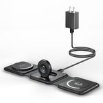 RTOPS 3 in 1 Wireless Charger for iPhone, Magnetic Wireless Charging Stations for Apple Multiple Devices,Foldable Travel Charging Pad for iPhone 15/14/13/12 Series, Airpods & iWatch (Adapter Included)