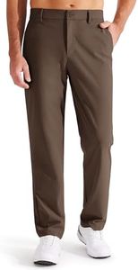 Libin Men's Golf Pants Classic Fit Flat Front Work Dress Pants 29" Stretch Business Casual Pants for Men Lightweight Comfy Trousers, Brown, 36W x 29L