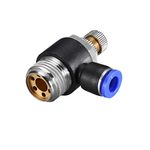 uxcell Elbow Air Flow Control Valve 8mm or 5/16" OD x 1/2" G Male Thread Pneumatic Speed Controller Valve Blue