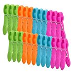MEISO 24 PCS Colorful Plastic Clothespins, Windproof Laundry Pegs, Modern and Playful Design, Rose Red, Green, Blue, Orange