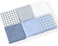 suxeva Cotton Handkerchiefs 100% Soft Cotton 12-Pack - White & Blue cotton handkerchief for Men & Women