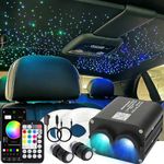 AZIMOM 2022Upgared Dual Color 20W Twinkle Fiber Optic Starlight Kits 900pcs*0.03in*9.8ft Fiber Strands End Glow Sound Activated Remote APP Control RGBW Light Source Home Car Ceiling Headliner Décor