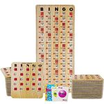 MR CHIPS Jam-Proof Bingo Cards with Sliding Windows, 50 Reusable Bingo Shutter Cards, 75 Bingo Calling Cards, 1 Bingo Master Board in Tan Woodgrain Style