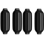 SPOTRAVEL 4 X Boat Fenders, Ribbed Twin Eyes Marine Fenders, 51 x 14cm Inflatable Boat Bumper Buoys for 457-610m Docks Yachts Pontoon Boat Sailboat Speedboat (Black)