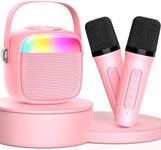 HWWR Karaoke Machine for Kids & Adults, Mini Portable Bluetooth Speaker with 2 Microphones, Home Party Karaoke Speaker Support SD Card/USB, Gift for Brithday, and Toys for Girls/Boys