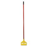 Rubbermaid Commercial Invader Side Gate Wet Mop Fiberglass Handle with Large Yellow Plastic Head, 60-Inch Length, Red (FGH14600RD00)