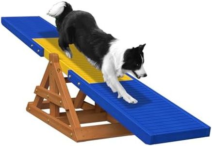 SuniBoxi 95" Wooden Dog Seesaw, Dogs Agility Course Backyard Set for Training and Exercise - Outdoor Big Dog Agility Equipment Practice See Saw