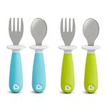 Munchkin Raise Toddler Fork and Spoon, 4 Pack (Blue/Green)