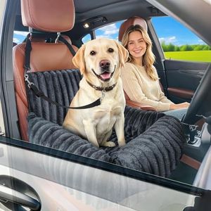 MIXJOY Dog Car Seat with Thick Cushion for Dogs&Cats Under 40lbs, Dog Booster Seats Dog Car Bed with Memory Foam to Prevent Carsick, Detachable Washable Pet Car Seat with 3 Safety Belts(Grey)