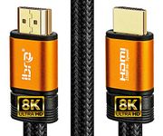 2.1 HDMI Cable 8K, IBRA 2m Ultra HD Lead High-Speed Cord 48Gbps Supports 8K@60HZ 4K@120HZ 4320p Compatible with Fire TV 3D Support Ethernet Function 8K UHD 3D-Xbox PlayStation PS3 PS4 PC - Orange