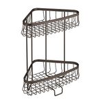 InterDesign York Lyra Free Standing Bathroom or Shower Corner Storage Shelves for Towels, Soap, Shampoo, Lotion, Accessories - 2 Tier, Bronze