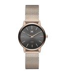 MVMT Avenue Qtz Basic Slim Gunmetal Round Dial Women's Analog Watch|Ionic Plated Rose Gold Steel Material|Gold Color Band - 28000224-D