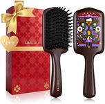 SIMETRA Wooden Paddle Hair Brush Unique Pattern Hair Brushes for Women Wet Brush Detangling Brush Guinean Ovangkol Hardwood Bristles for Scalp Massage for Men Kids for All Hair Types Gift (Butterfly)
