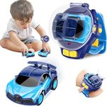 Brand Conquer Mini Remote Control Car Watch Toys, Easy Control Safe 98.4ft Remote Control Distance Cute Wrist Racing Car Watch Silicone Strap with Dust Cover for Outdoor (Bugatti Divo Blue)