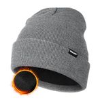 Wmcaps Knit Beanie for Men, Unisex Classic Winter Hats, Fleece Lined Cuffed Mens Beanie and Women, Workwear Thermal Woolly Hat, Birthdays for Her or Him, Cool Stuff(Grey)