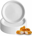 LORD C Bagasse Plates Super Rigid Paper Plates Heavy Duty Round Reusable Plates 100% Compostable and Biodegradable Strong Paper Plates Ideal for BBQ Camping Picnic Beach Parties (10, 9 INCH)