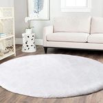 Latepis Round Furry Rug 5ft White C