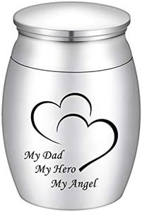 Dletay Small Cremation Keepsake Urns for Human Ashes Mini Cremation Urn Small Funeral Urns for Ashes Stainless Steel Cremation Funeral Urn-My Dad My Hero My Angel
