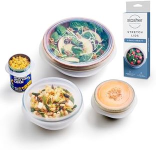 Stasher Premium Reusable Silicone Stretch Lids, Clear, 4pk of 9”, 6.5”, 4.5”, and 2.5” Lids, Airtight Seal, Food Container Covers, BPA Free, Leak-Free, Dishwasher Safe, Microwave Safe, Eco-Friendly