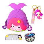 FunBlast Mermaid Sling Bag with Key Ring, Comb and Mirror – Silicone Mini Bag for Girls, Fancy Bag for Girls, Purse, Stylish Cross Body Bag with Adjustable Strap, Korean Bag for Girls (Purple)