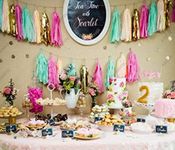 AMFIN® (20 Pieces, 2 Meter) Tissue Paper Tassels Garland Wedding Home Decor Crafts for Birthday Decoration , Decoration for Weddings , Engagement , Baby Shower Decoration Items , 1st Birthday Party Decoration Items , Anniversary Party , Bachelors Party , Office Party , Diwali , New Year Party , Christmas Decoration Items - Pink & Green