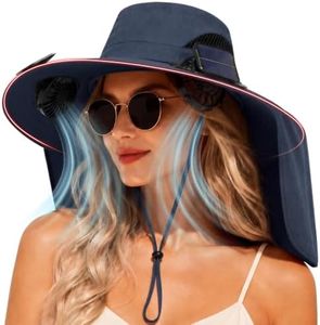 Solar Panel Powered Fan Built in Wide Brim Outdoor Fishing Sun Hat USB Charging Men Father Day Dad Happy Birthday Papa Pappy Poppy Who Want Nothing Everything Law Son Step Daughter Gifts Ideal