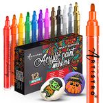 ARTISTRO 12 Acrylic Paint Pens for Rock Painting, Stone, Ceramic, Glass, Wood, Fabric, Canvas, Porcelain, Fabric & Textile marker, Set of 12 Acrylic Paint Markers Medium Tip 3mm